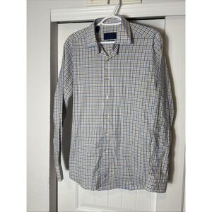 David Donahue Men's Fusion Check Pattern Button Down L/S Shirt  16 M/L